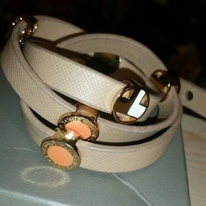 Tory Burch Tan, Saffiano 'Cole' Enamel Double Wrap